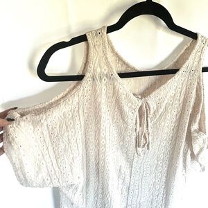SHEIN Cream Cold Shoulder Blouse